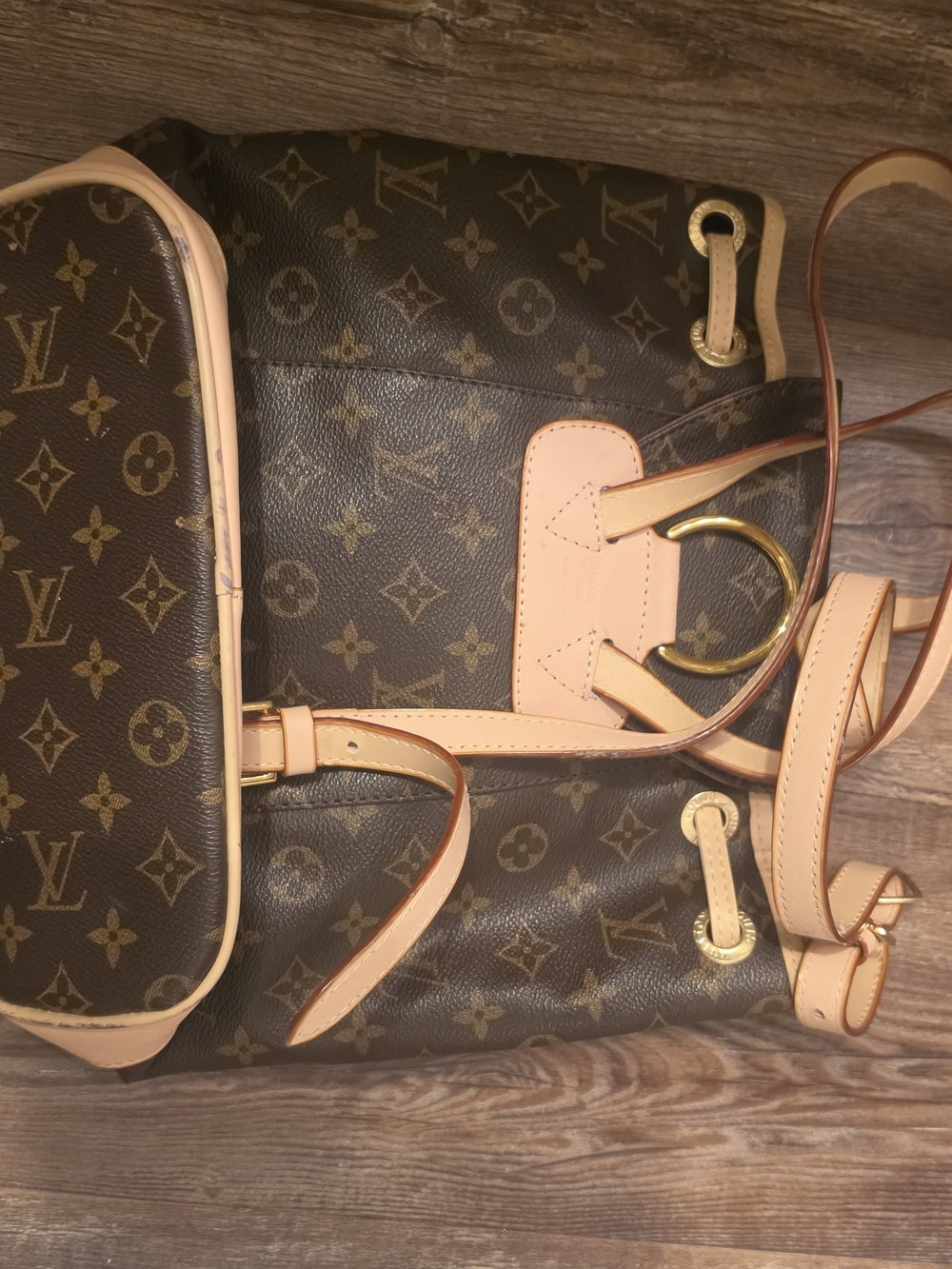 Source Unknown Brown Monogram Canvas Backpack with Tan Trim and Gold Hardware - Picture 2 of 6